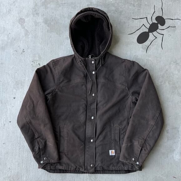 Vintage Y2K Carhartt brown Sherpa lined work wear jacket - Picture 1 of 9